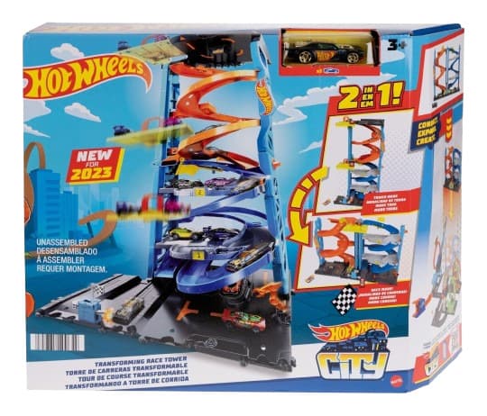 הוט ווילס מגדל מסלולים 2 ב-1 עם רכב Hot Wheels - ToySale חנות הצעצועים הזולה במדינה