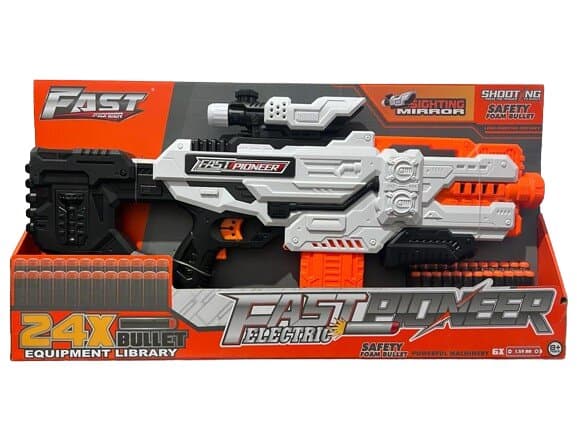 רובה חצים צעצוע לילדים – פיצוץ ממונע עם 24 חצים, כוונת ומחסנית | מבית FAST - ToySale חנות הצעצועים הזולה במדינה