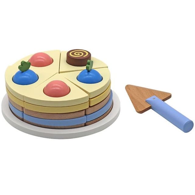עוגת יום הולדת צעצוע מעץ לילדים כולל שלל פירות ותוספי קישוט - ToySale חנות הצעצועים הזולה במדינה