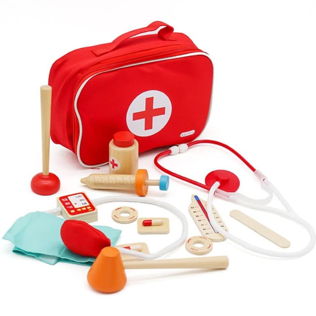 צעצוע ערכת רופא מעץ מלא לילדים, האביזרים מעץ מלא - ToySale חנות הצעצועים הזולה במדינה