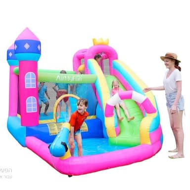 Airmyfun מתנפח טירה גדול עם רשת, מקפצה, מגלשה וקיר טיפוס - ToySale חנות הצעצועים הזולה במדינה