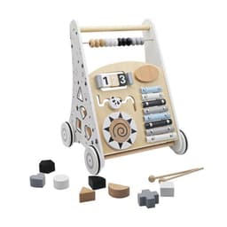 הליכון לתינוקות מעץ דגם הראל בצבעים לבן ושחור עם פעלולון, התאם צורה לשיפור מיומנות הליכה של פעוטות. - ToySale חנות הצעצועים הזולה במדינה