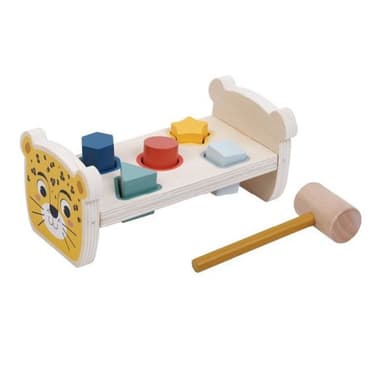 הך פטיש דו-צדדי מעץ ללימוד צורות וצבעים - נמר Pit Toys - ToySale חנות הצעצועים הזולה במדינה