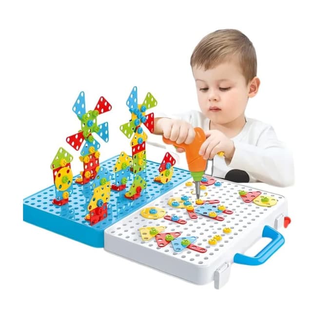 ערכת קידוח והרכבה לילדים – 258 חלקים עם מברגה חשמלית וכלי עבודה - ToySale חנות הצעצועים הזולה במדינה