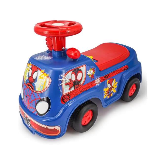 בימבה 2 ב-1 ספיידרמן – רכב צעצוע מוזיקלי עם תא אחסון ואורות מהבהבים - ToySale חנות הצעצועים הזולה במדינה
