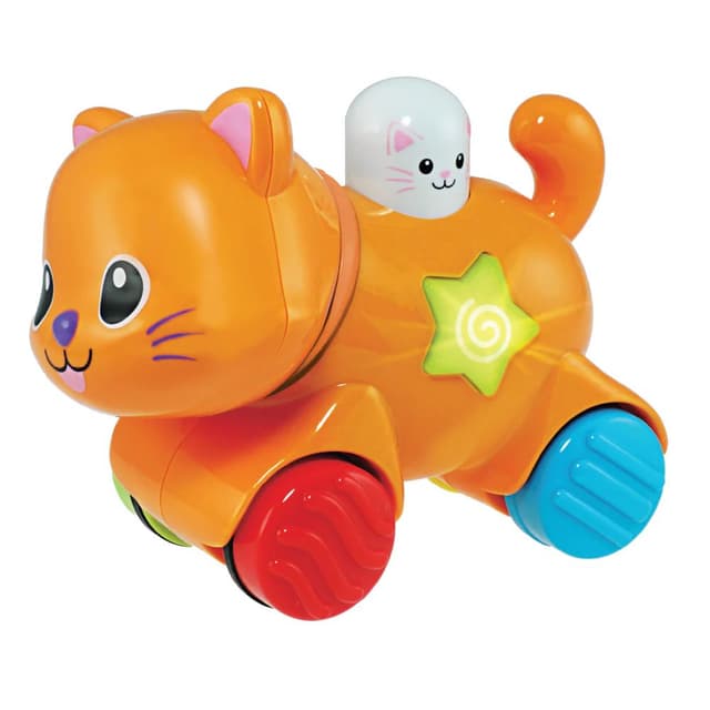 חתלתול חבר על גלגלים – צעצוע אורקולי מעודד זחילה עם תנועה, אורות ומנגינות - ToySale חנות הצעצועים הזולה במדינה