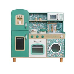 מטבח עץ דגם מיכל לילדים בצבע ירוק – כולל כיריים אלקטרוניות, מקרר, תנור, מיקרוגל ואביזרים - ToySale חנות הצעצועים הזולה במדינה