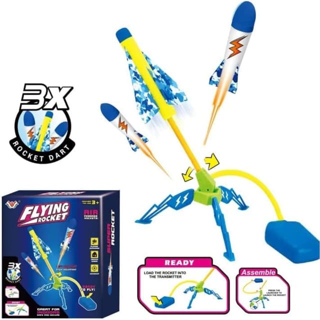 סט משגר רקטות לילדים – Stomp Rocket עם 3 רקטות איכותיות - ToySale חנות הצעצועים הזולה במדינה