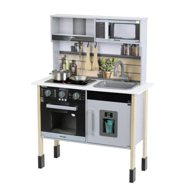 מטבח מעץ לילדים Miele – עם מקרר, תנור, מיקרוגל, מתקן קרח, 6 אביזרים ואפקטי אור וקול - ToySale חנות הצעצועים הזולה במדינה