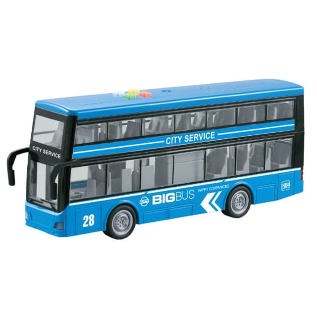 אוטובוס קומותיים כחול לתיירים עם אורות מהבהבים וצלילים - ToySale חנות הצעצועים הזולה במדינה
