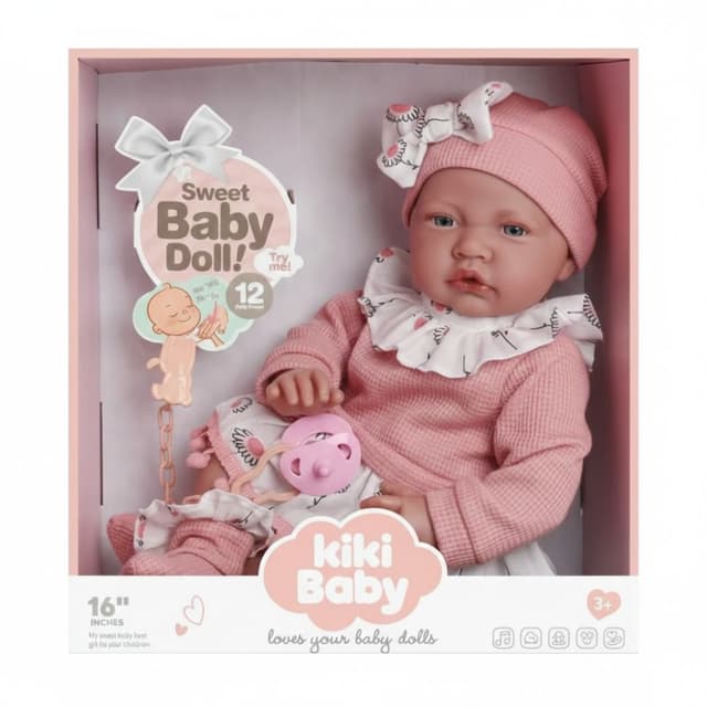 בובת תינוקת חלומי 40 ס"מ – גוף רך, סט לבוש ורוד ומוצץ תואם - ToySale חנות הצעצועים הזולה במדינה