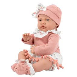בובת תינוק 40 ס"מ בסט ורוד אופנתי – גוף רך עם פומפונים ופפיון - ToySale חנות הצעצועים הזולה במדינה