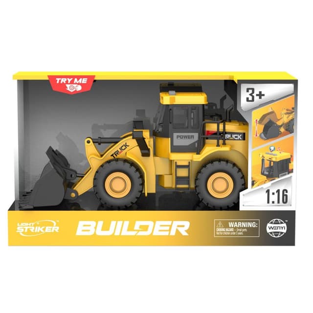 טרקטור בנייה צהוב: משאית עבודה עם כף הרמה, אור וצליל - ToySale חנות הצעצועים הזולה במדינה