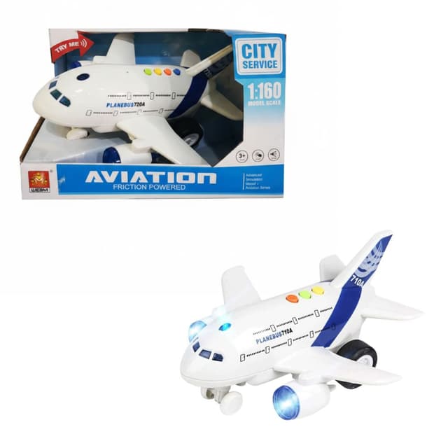 מטוס נוסעים אינטראקטיבי – דגם עם אורות מהבהבים, צלילים ריאליסטיים ומנגנון נסיעה עוצמתי - ToySale חנות הצעצועים הזולה במדינה