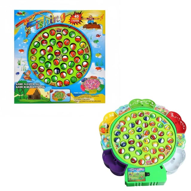 משחק דייג חשמלי ענק לילדים: לוח מסתובב עם 45 דגים צבעוניים ו-5 חכות - ToySale חנות הצעצועים הזולה במדינה