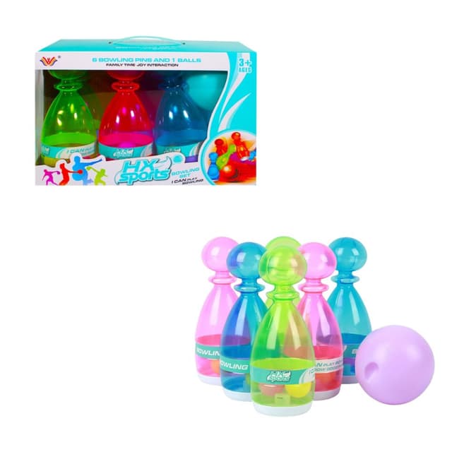 סט באולינג שקוף לילדים - 6 חיילים צבעוניים וכדור משחק - ToySale חנות הצעצועים הזולה במדינה