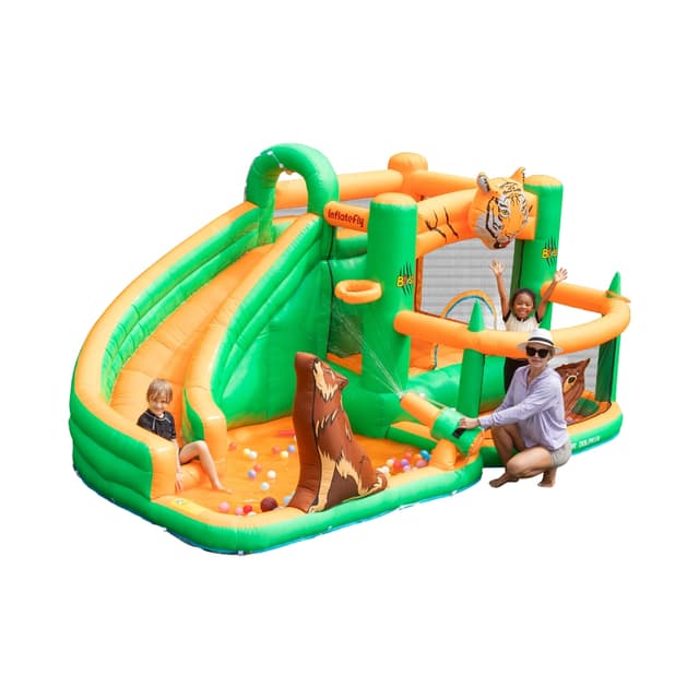 ג'ונגל של הרפתקאות: פארק מים מתנפח 5 ב-1 דגם 73075 עם מגלשה ותותח מים | Doctor Dolphin - ToySale חנות הצעצועים הזולה במדינה