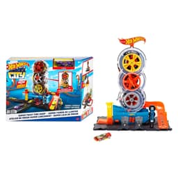 מסלול חנות הצמיגים המסתובבת – Hot Wheels City Super Twist - ToySale חנות הצעצועים הזולה במדינה
