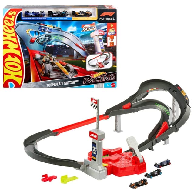 מסלול Hot Wheels Racing Formula 1® Sprint Circuit – ערכת מרוץ ועקיפה עם 3 רכבי נבחרות - ToySale חנות הצעצועים הזולה במדינה