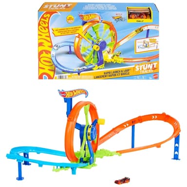 Hot Wheels Rapid Launch & Loop – מסלול לופ מהיר עם מנגנון שיגור ידני ומתקפל - ToySale חנות הצעצועים הזולה במדינה