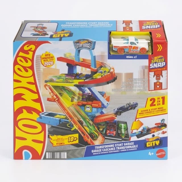 חניון פעלולים מתחלף הוט ווילס סיטי (Hot Wheels City Transforming Stunt Garage) + מכונית - ToySale חנות הצעצועים הזולה במדינה