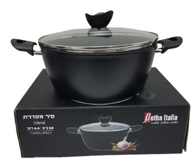 סיר אלומיניום עם מכסה זכוכית 28 סמ בדגמים מחיר משתלם באטרקציה