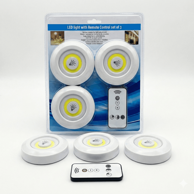 סט 3 נורות LED עם שלט – תאורה חכמה וקלה לכל פינה קונים רק באטרקציה מהיבואן לצרכן