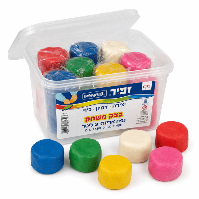 בצק משחק צבעוני PANART בקופסה 3 ליטר 1680 גרם קונים רק באטרקציה מהיבואן לצרכן