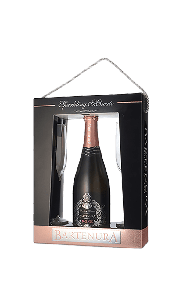 מארז יין מבעבע ברטנורא רוזה + כוסות | בנא משקאות