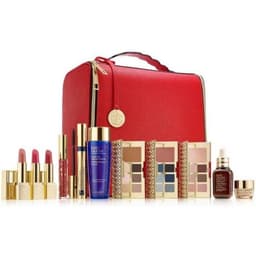 אסתי לאודר - מארז הכולל 3 צלליות + פיור קולור גלוס + פיור קולור ליפסטיק + מסקרה + סרום + מסיר איפור + קרם לחות לעור הפנים + תיק