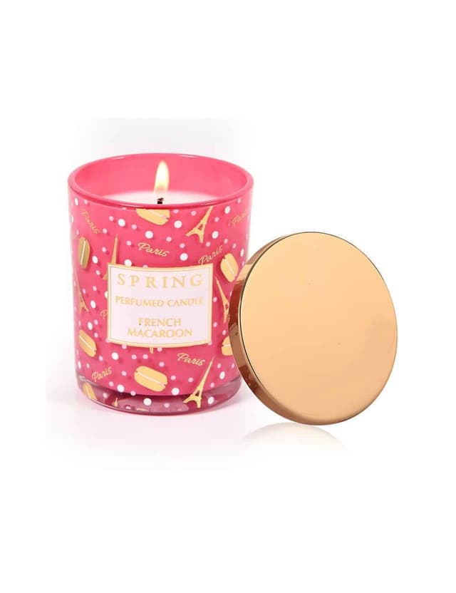 ספרינג נר עם מכסה בניחוח פרנץ מקרון 160גרם SPRING FRENCH MACAROON CANDLE 160G