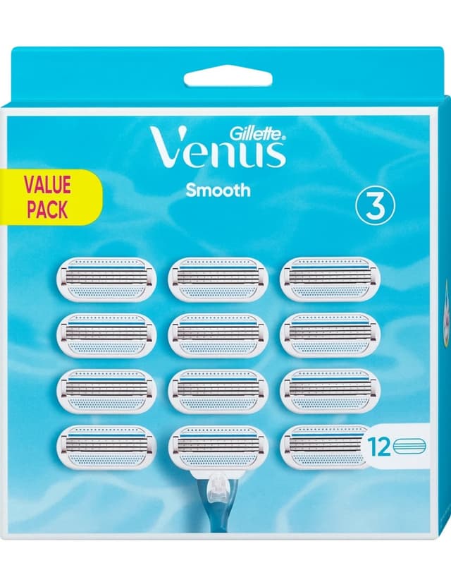 ג'ילט ונוס סמוט 12 סכיני גילוח רב פעמי / GILLETTE VENUS
